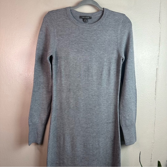 French Connection Babysoft Knitted Mock Neck Sweater Dress in Charcoal Sz Large - Picture 5 of 10